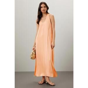 Rosetta Getty x RTR Peach Twist Back Shift Dress Size 6 with Fabric Pull